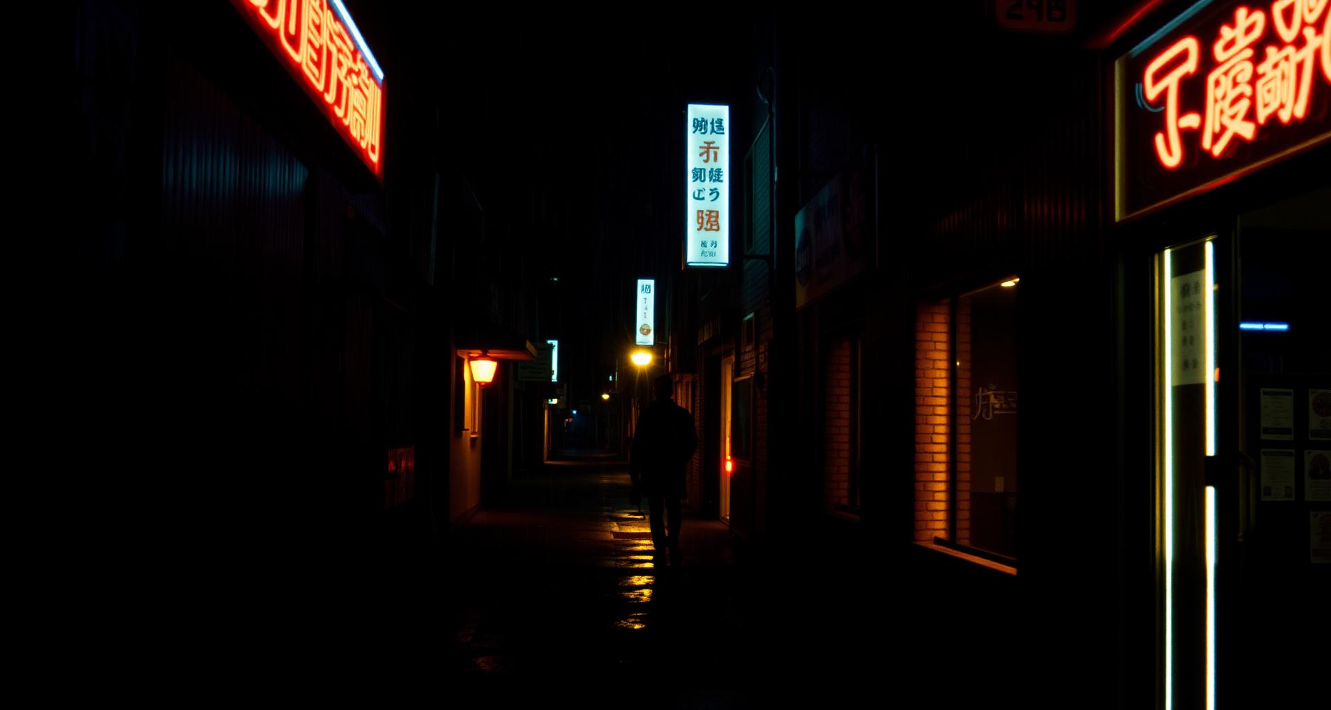 《霓虹与暗影》主背景剧照——雨夜霓虹街道